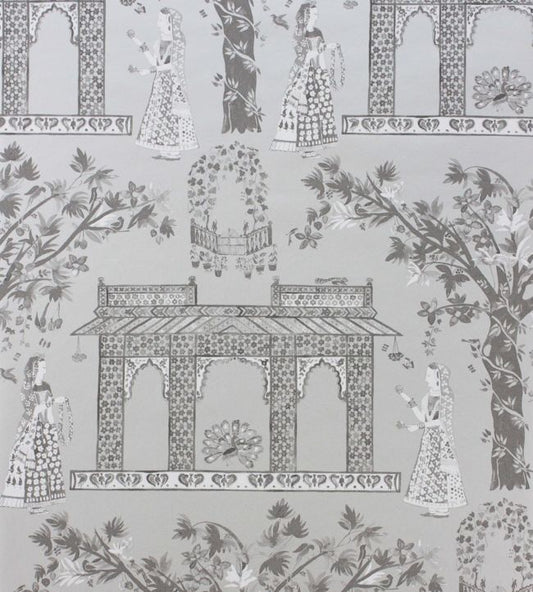 Pavilion Garden Wallpaper - Gray 