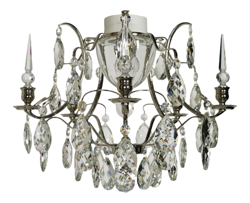 Chrome and crystal bathroom chandelier - lights off