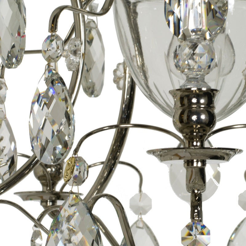Chrome and crystal bathroom chandelier - chrome detail