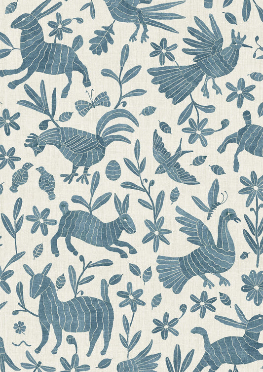 Otomi Bluebird Fabric - Lewis & Wood