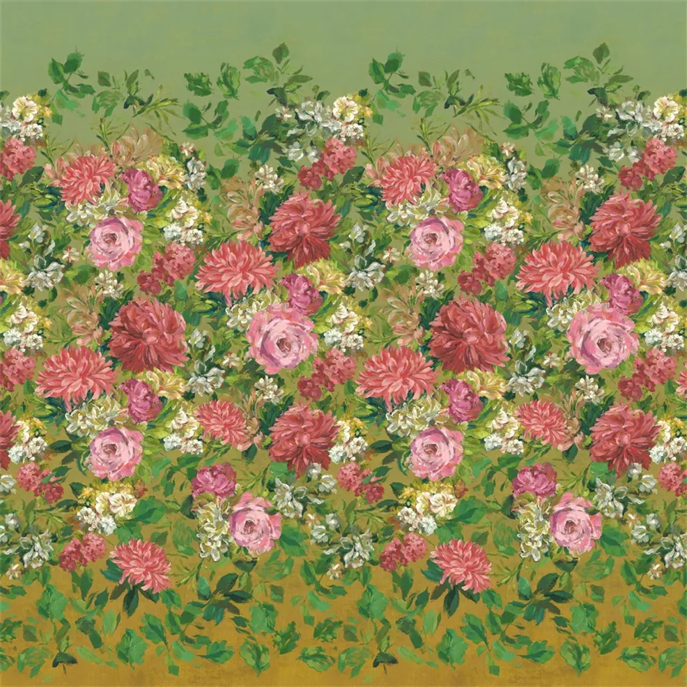 Fleurs D Artistes Terracotta Wallpaper
