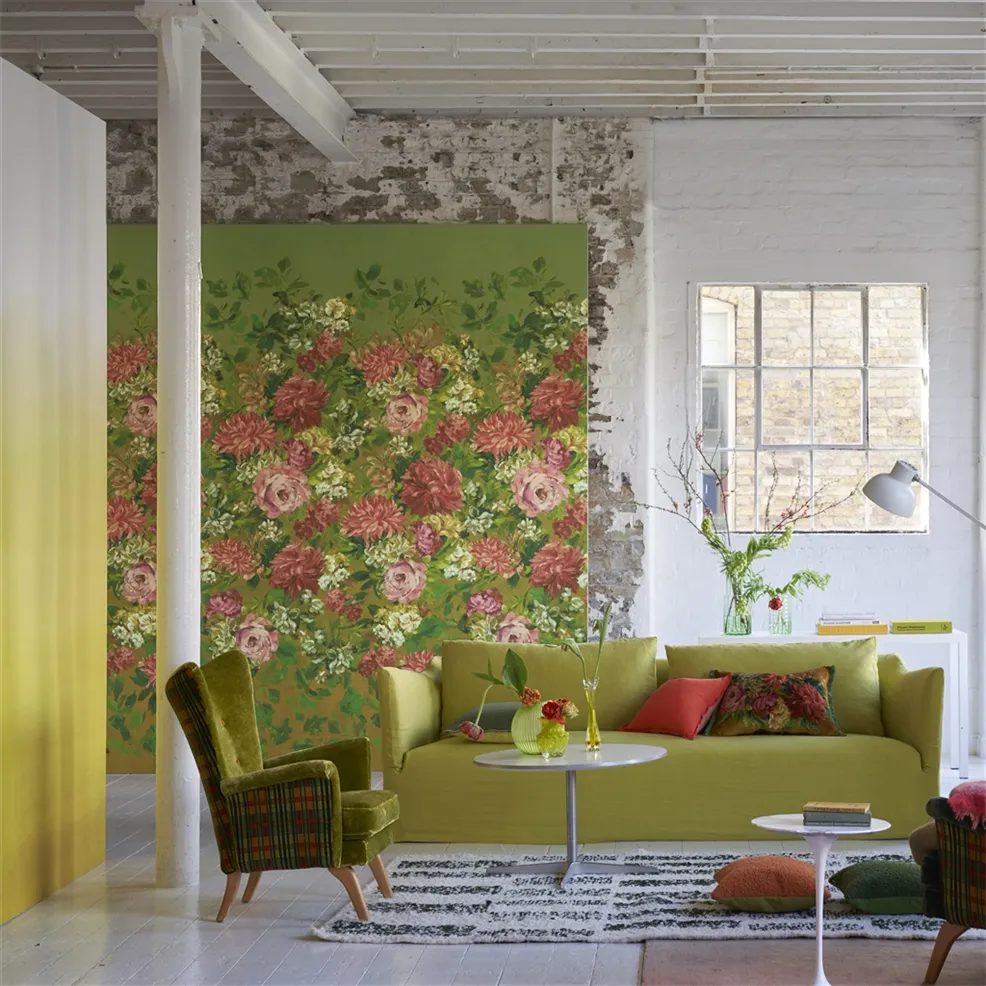 Fleurs D Artistes Terracotta Room Wallpaper