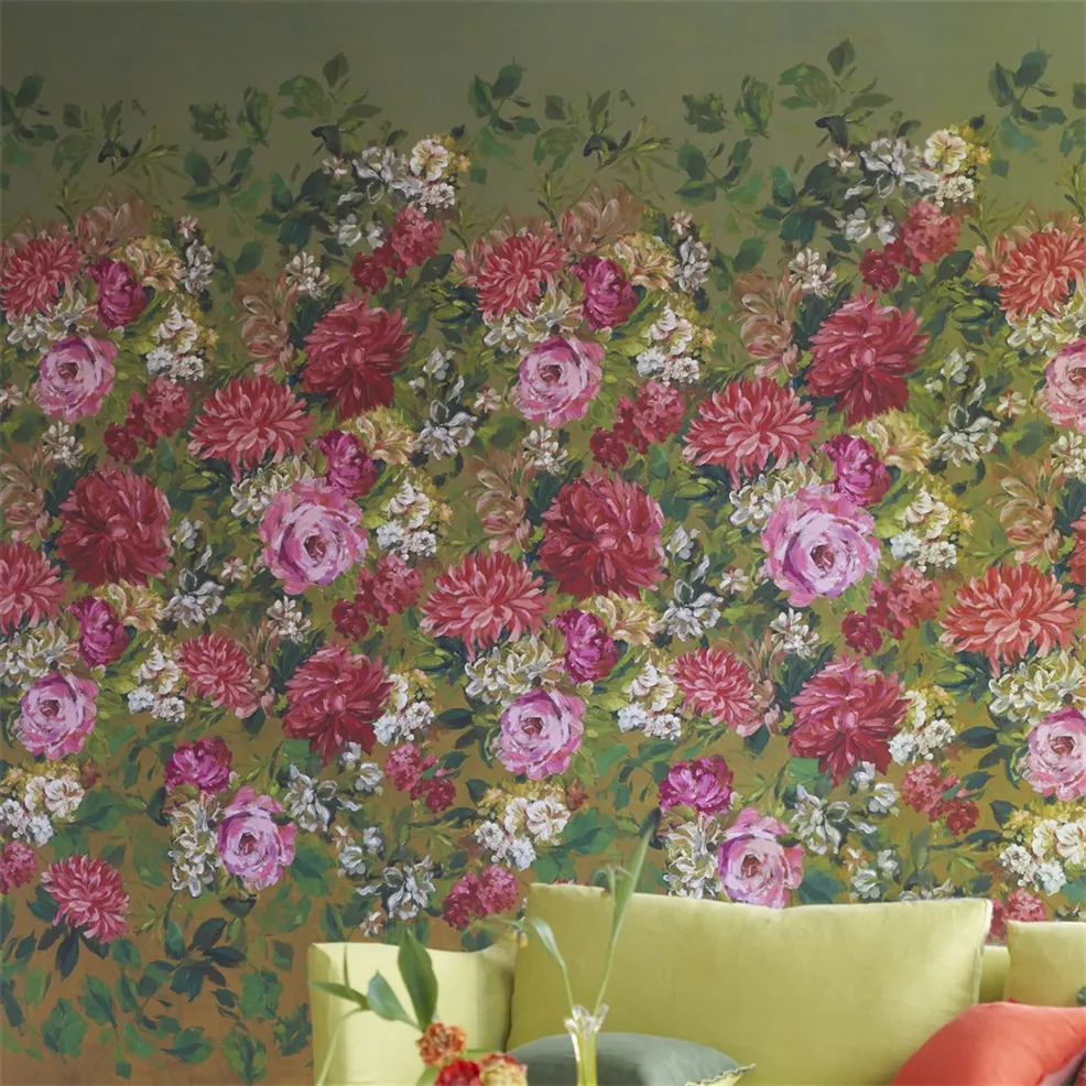 Fleurs D Artistes Terracotta Room Wallpaper