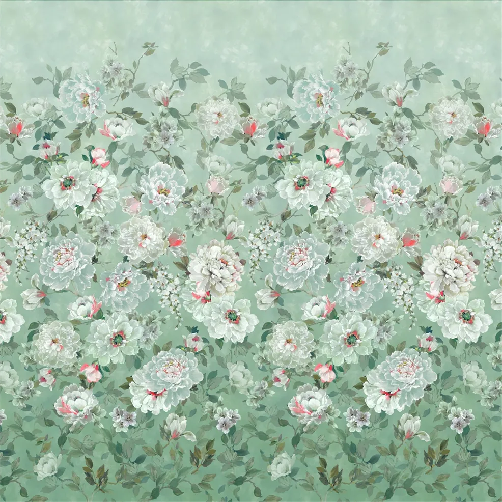 Fleur Blanche Eau De Nil Wallpaper