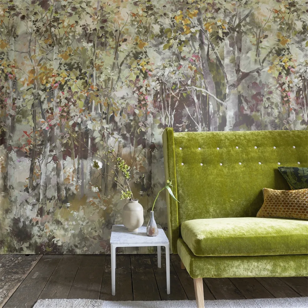 Bois De Bouleau Scene 2 Sepia Room Wallpaper