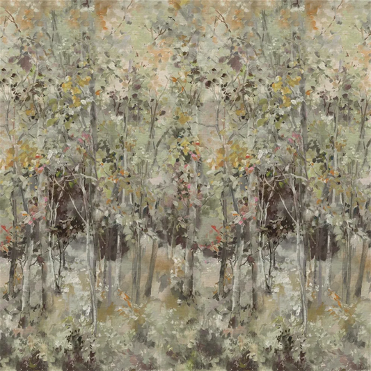 Bois De Bouleau Grasscloth Scene 1 Sepia Wallpaper