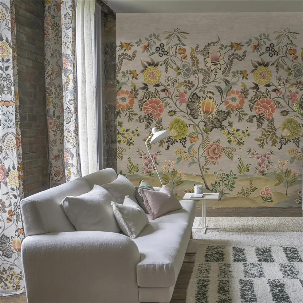 Brocart Decoratif Grasscloth Sepia Room Wallpaper