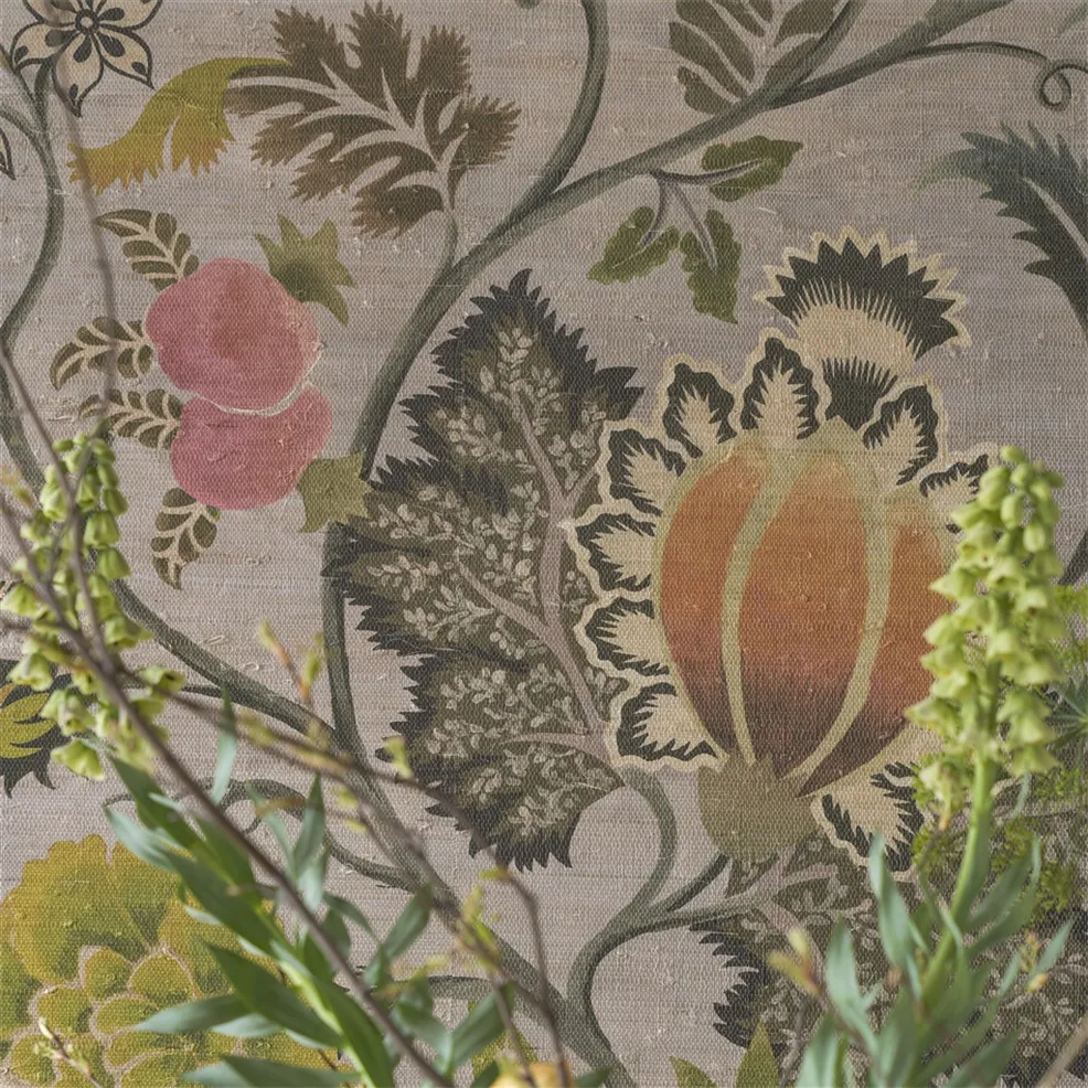 Brocart Decoratif Grasscloth Sepia Room Wallpaper