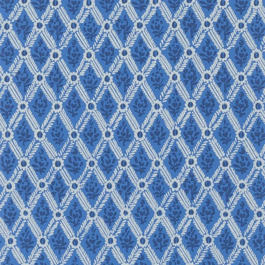St John Street Trellis Wallpaper - Blue 
