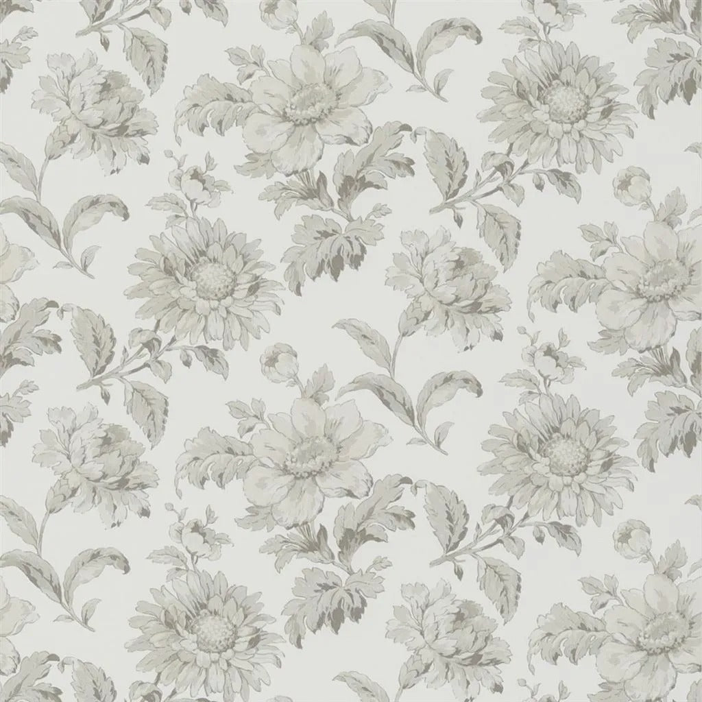 English Garden Floral Wallpaper - Gray