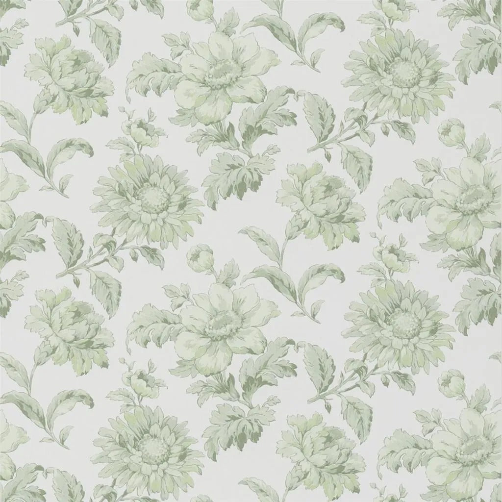 English Garden Floral Wallpaper - Green