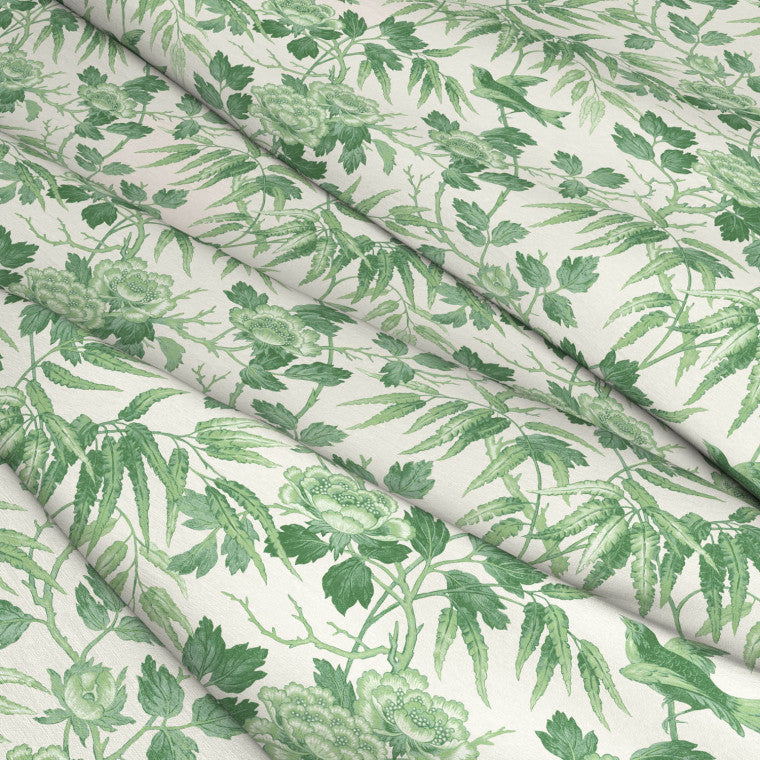 PEONIES Jade Linen Mix Fabric - Warner House