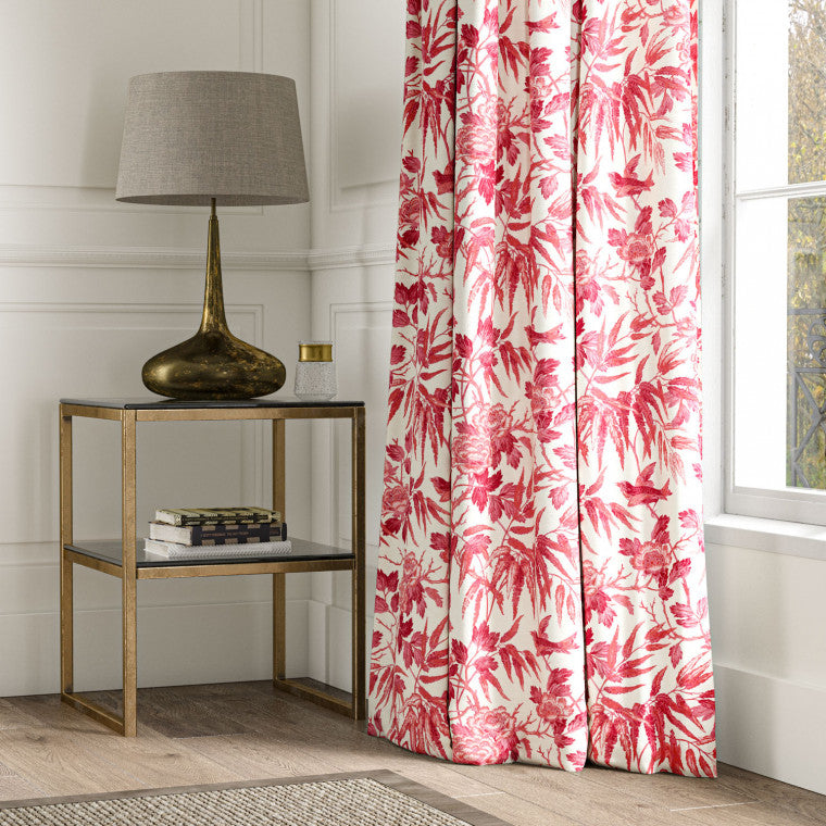 PEONIES Red Linen Mix Fabric - Warner House