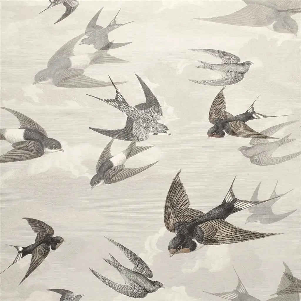 Chimney Swallows Wallpaper - Gray 