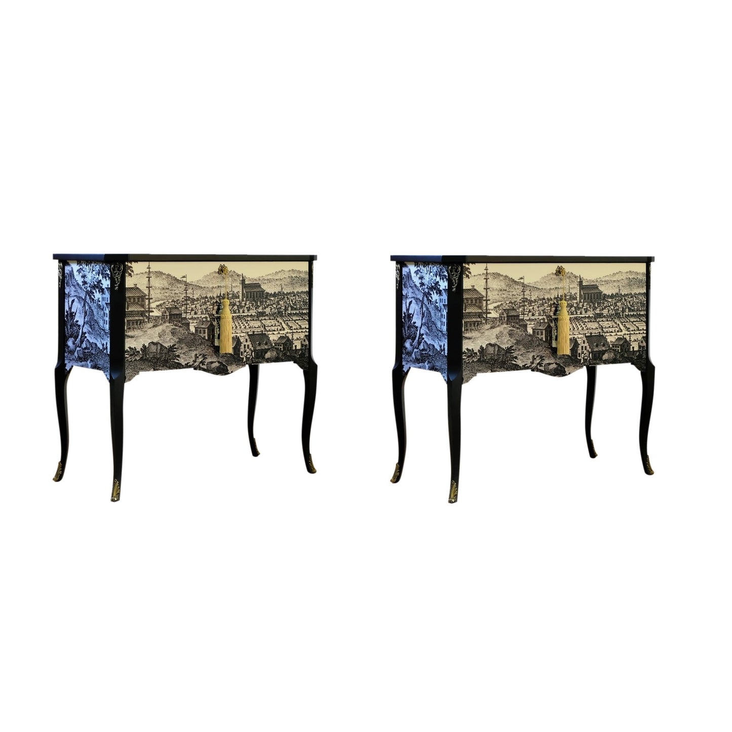 Gustavian Commode With 17th Century Print (A Pair)