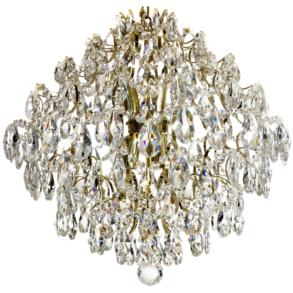 Polished brass and crystal modern style chandelier