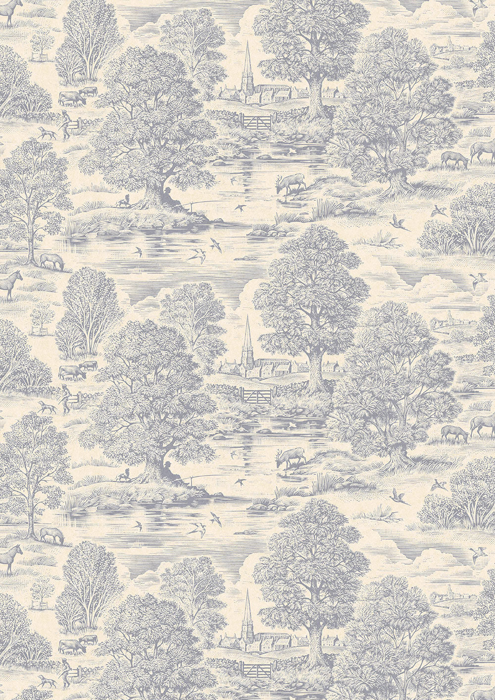 Royal Oak Room Wallpaper - Blue