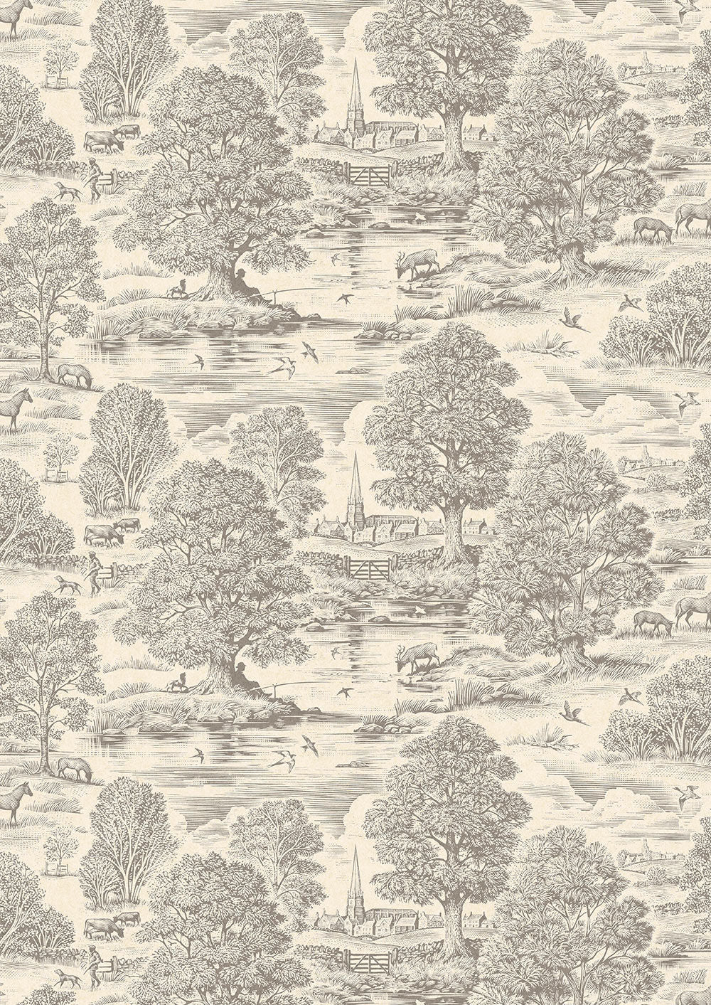 Royal Oak Room Wallpaper - Gray
