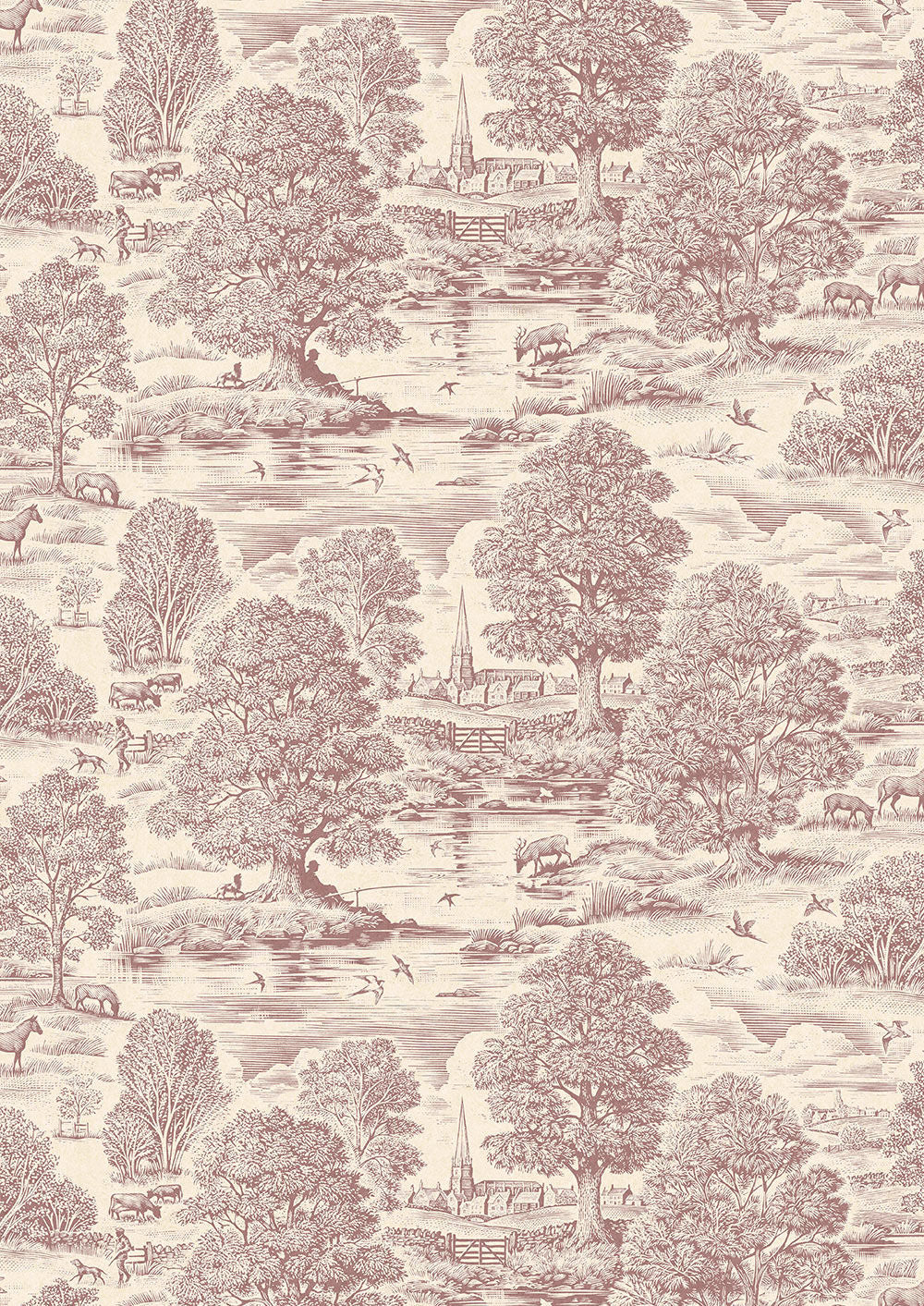 Royal Oak Room Wallpaper - Pink