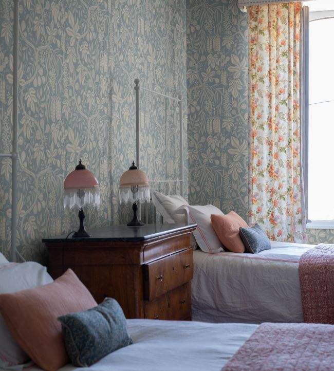 Fig Garden Room Wallpaper - Blue