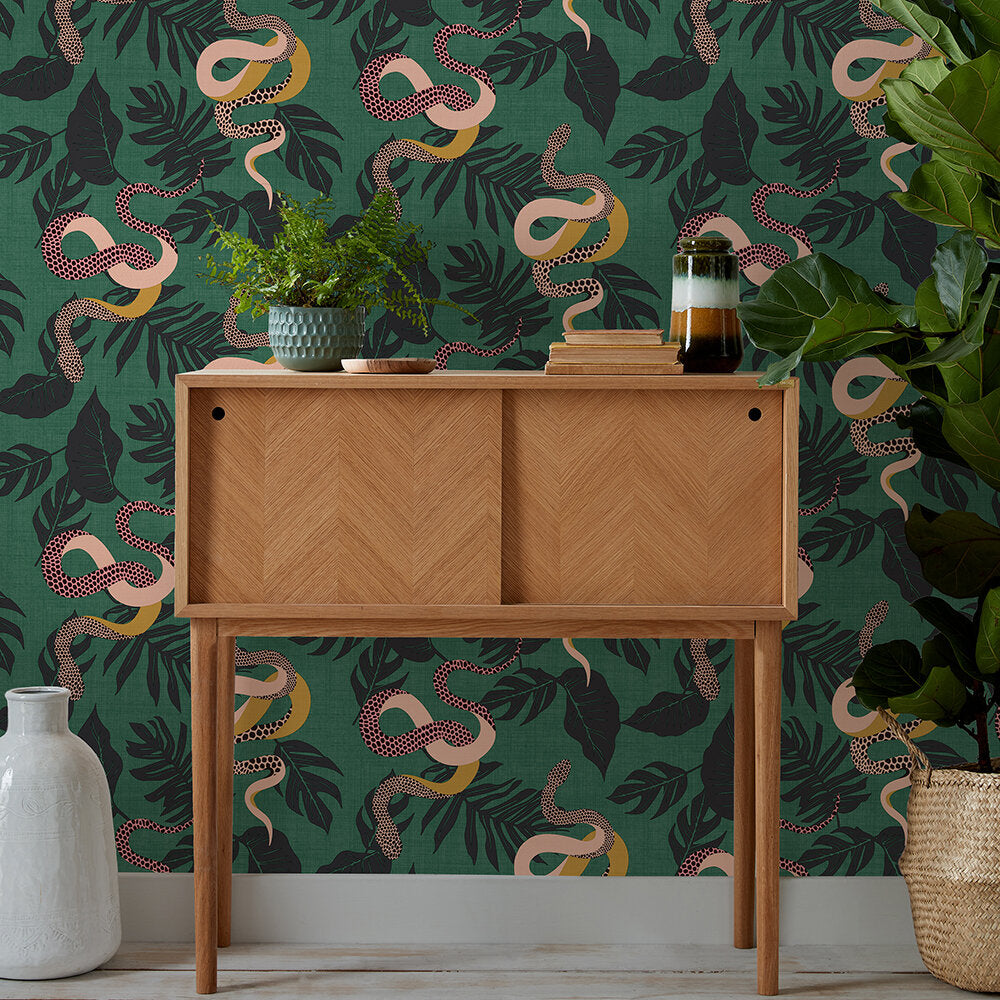 Serpentine Room Wallpaper - Green