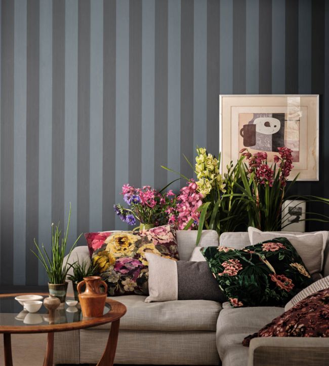 Plain Stripe Room Wallpaper - Teal