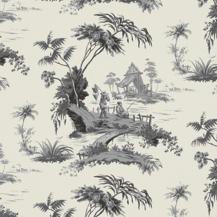 THE FISHERMAN Charcoal Outdoor Fabric - Warner House