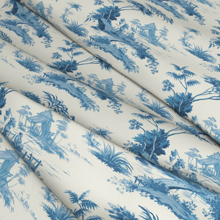 THE FISHERMAN China Blue Outdoor Fabric - Warner House