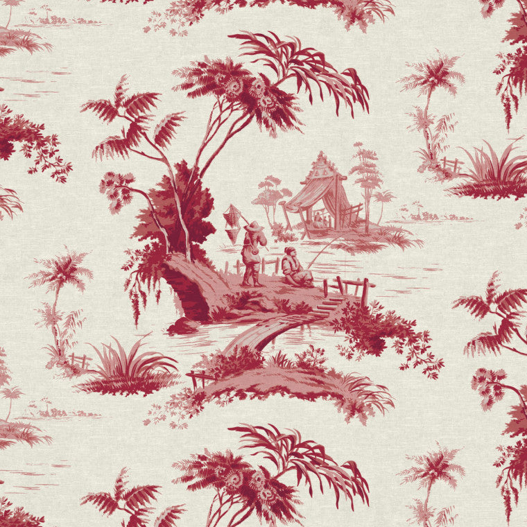 THE FISHERMAN Red Linen Mix Fabric - Warner House