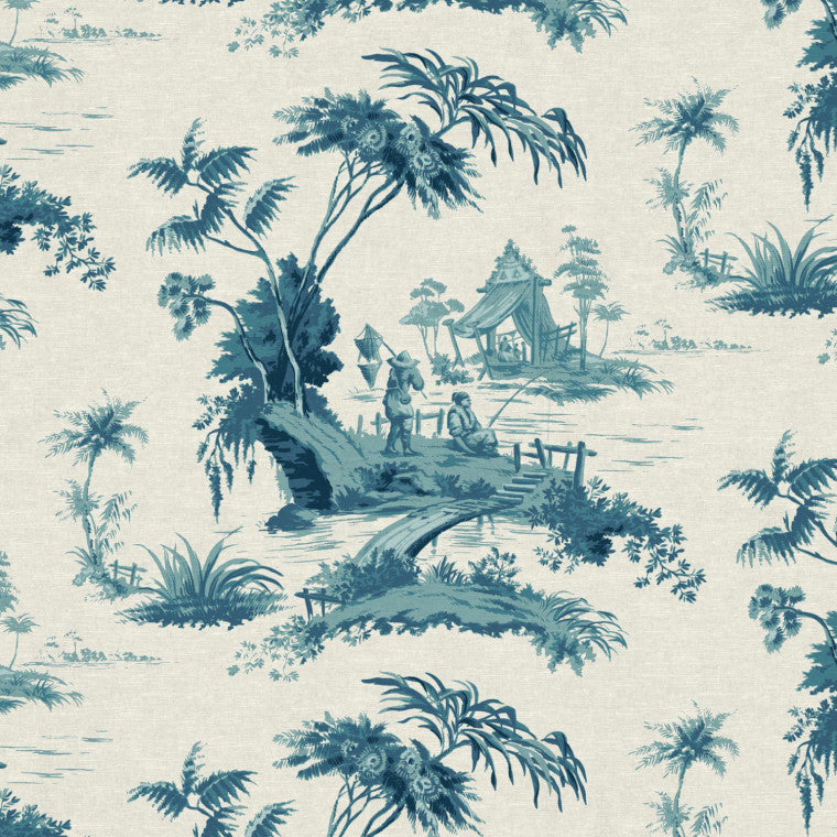 THE FISHERMAN Teal Linen Mix Fabric - Warner House