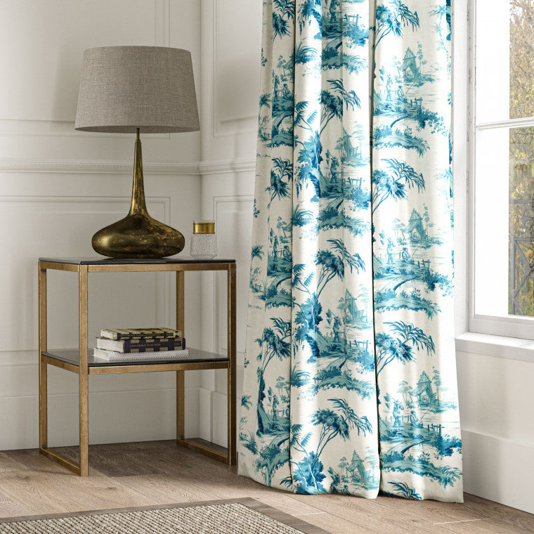 THE FISHERMAN Teal Linen Mix Fabric - Warner House