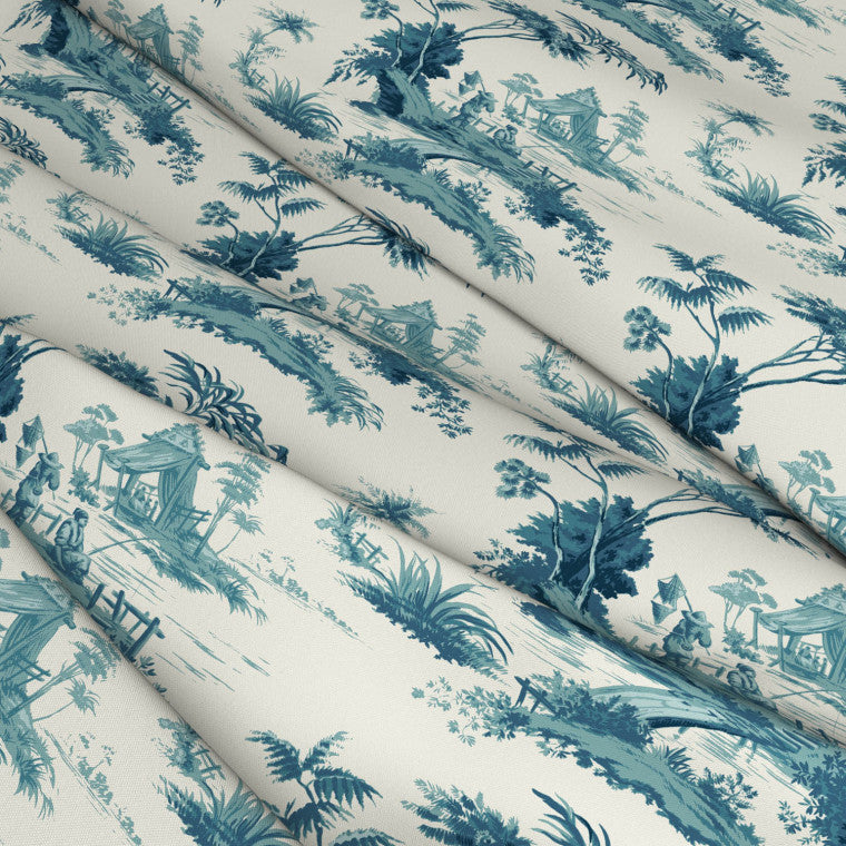 THE FISHERMAN Teal Outdoor Fabric - Warner House