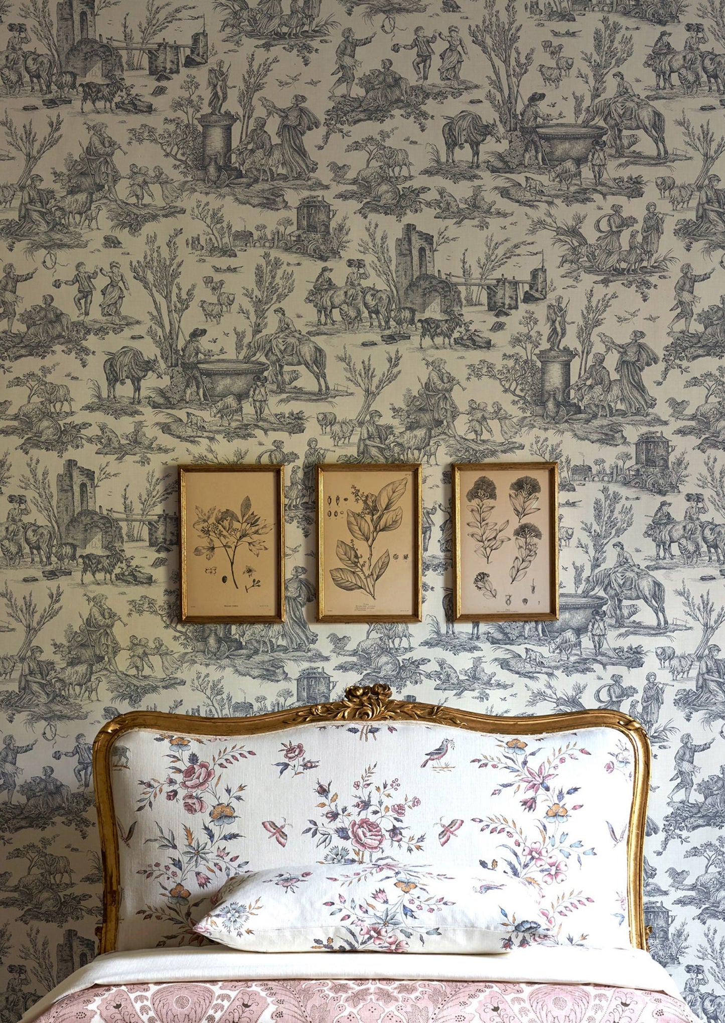 Toile Baptiste Room Wallpaper - Gray