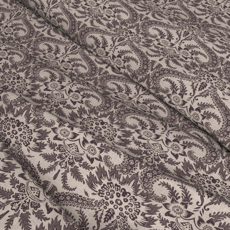 VERSAILLES Charcoal Linen Mix Fabric - Warner House