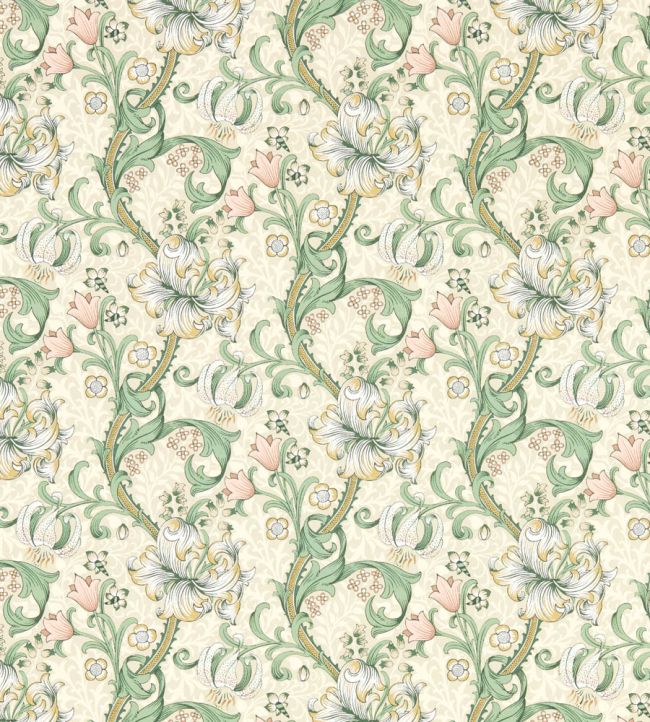Golden Lily Wallpaper - Green - Clarke & Clarke - William Morris