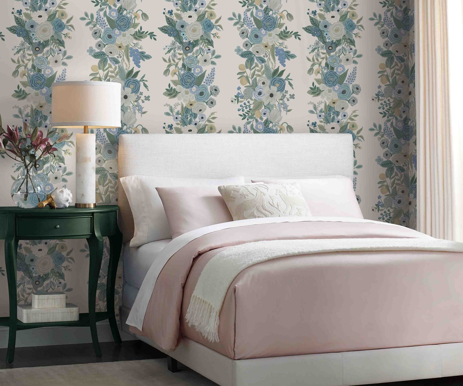 Garden Party Trellis Wallpaper - Blue - Rifle