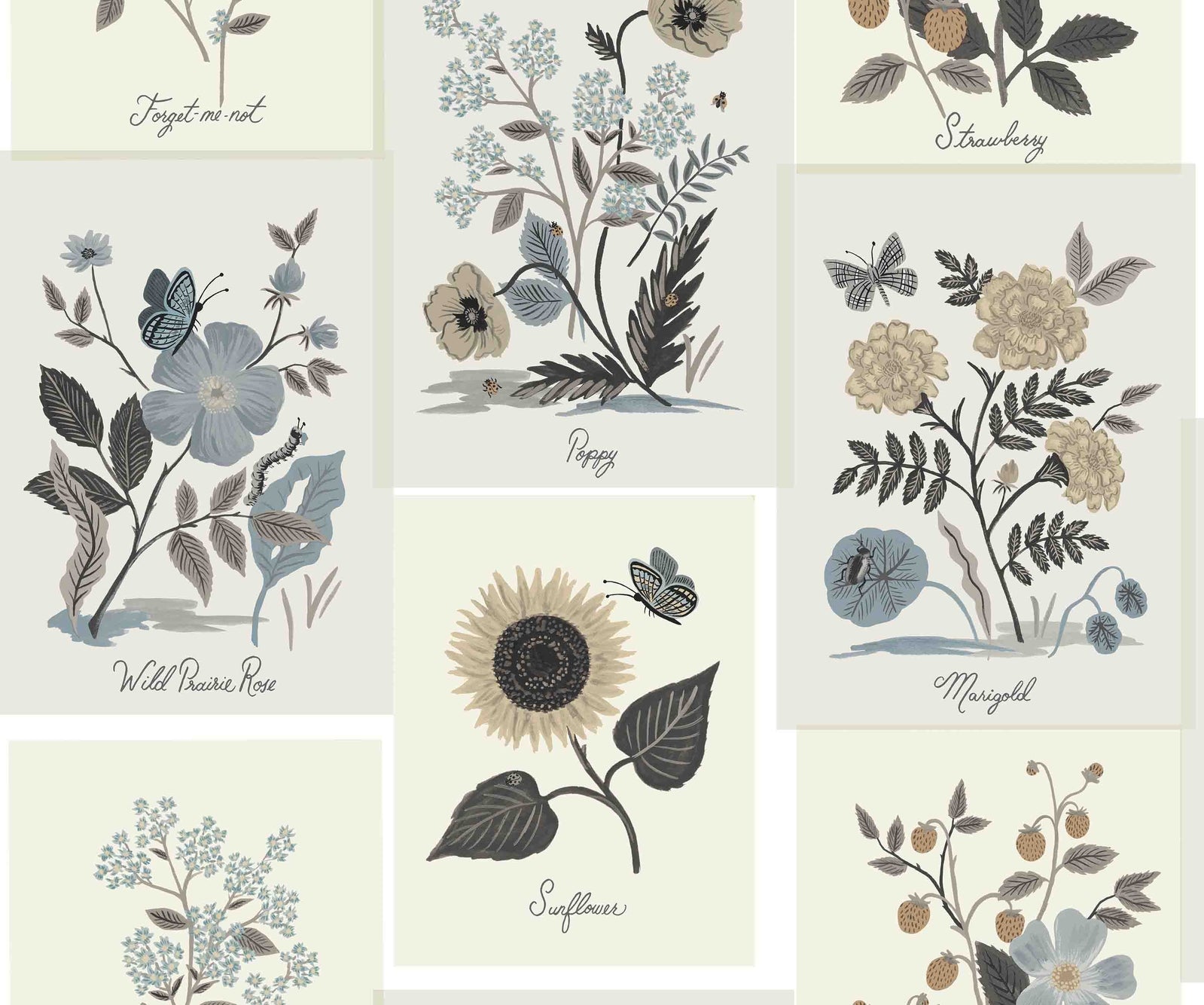 Botanical Prints Wallpaper - Silver - Rifle