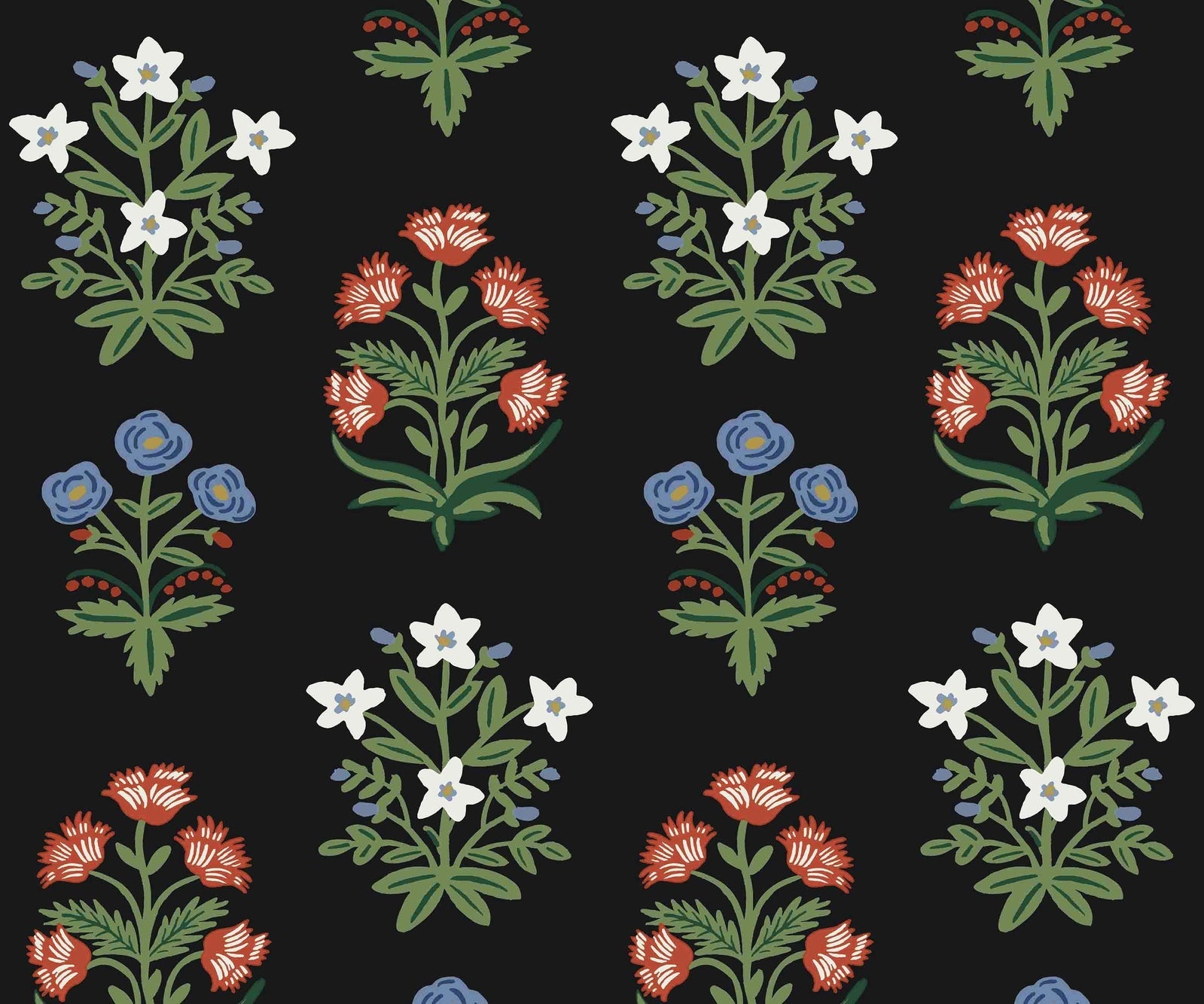 Mughal Rose Wallpaper - Green - Rifle