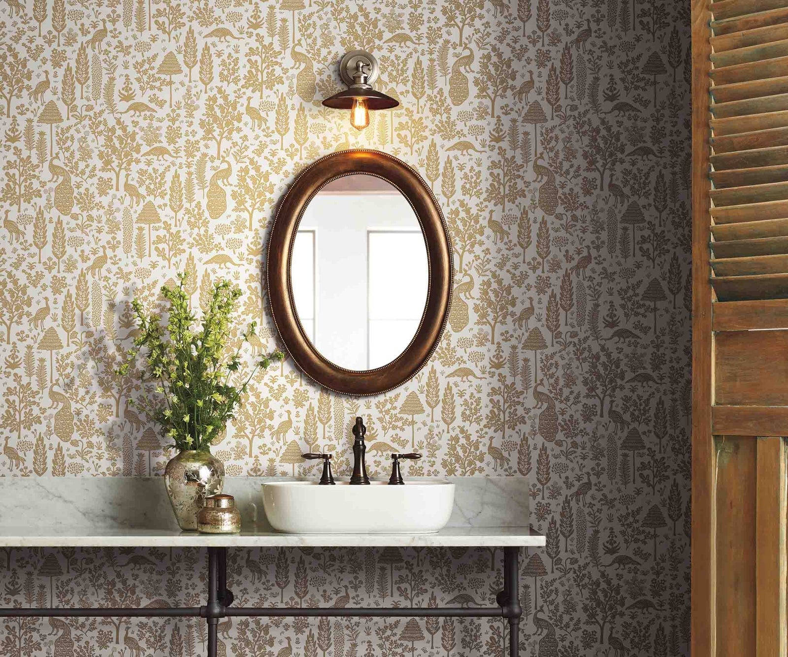 Menagerie Toile Wallpaper - Sand - Rifle