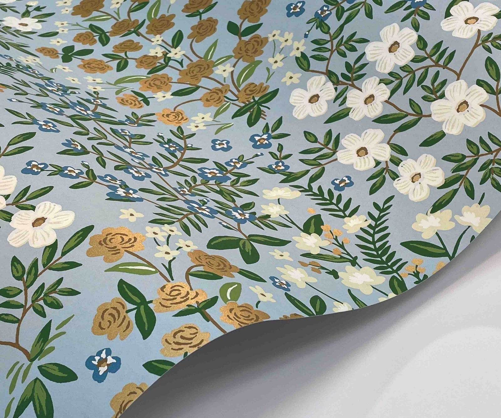 Wildwood Garden Wallpaper - Blue - Rifle