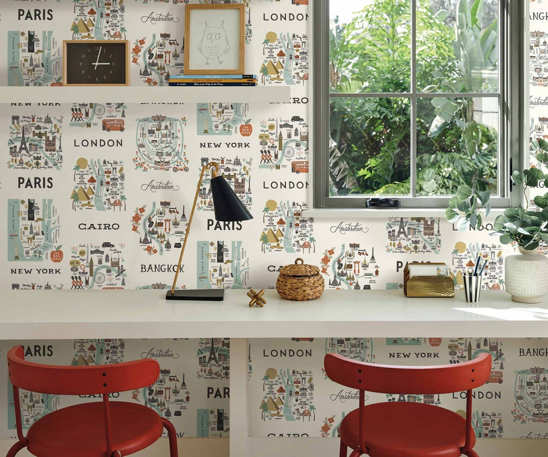 City Maps Peel & Stick Wallpaper Rifle Gustavian