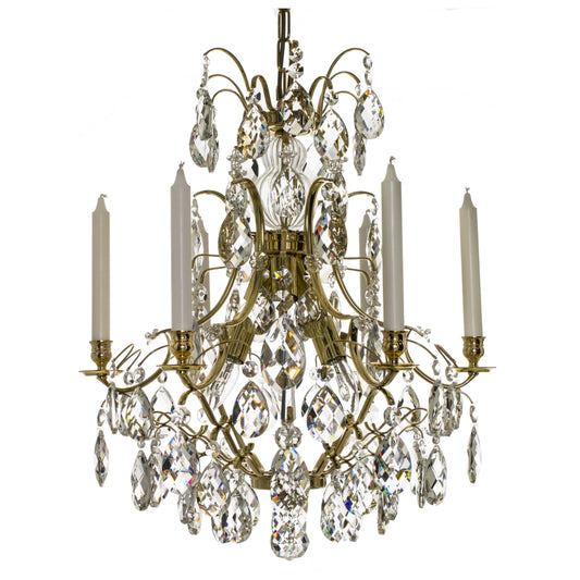Baroque style chandelier with almond crystals