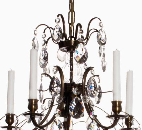 Baroque Chandelier - Dark Brass 5 Arm Baroque Style Chandelier With Clear Crystals