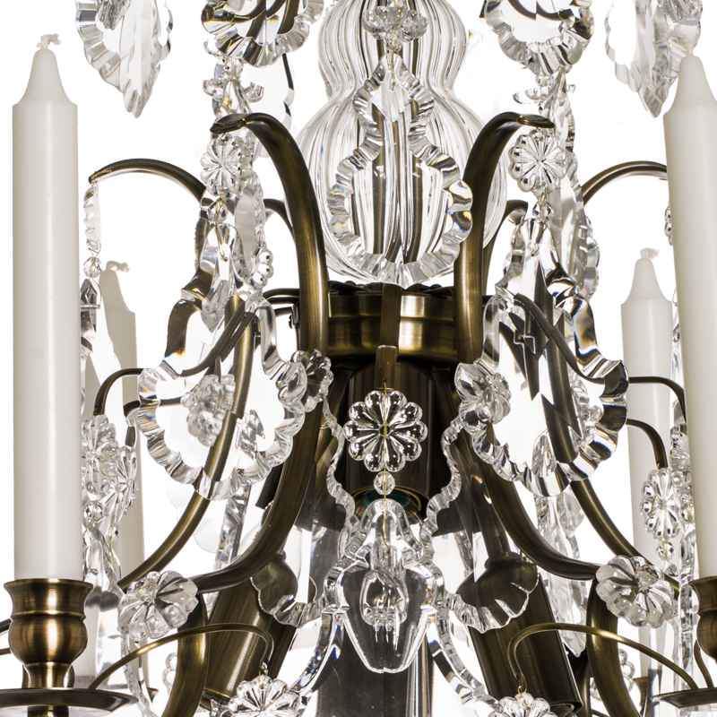 Baroque Chandelier - Dark Brass 6 Arm Baroque Style Chandelier With Pendeloque Crystals