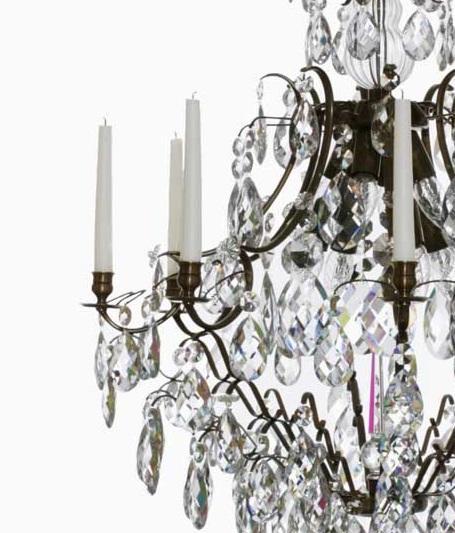 Baroque Chandelier - Dark Brass 8 Arm Baroque Style Chandelier With Almond Crystals