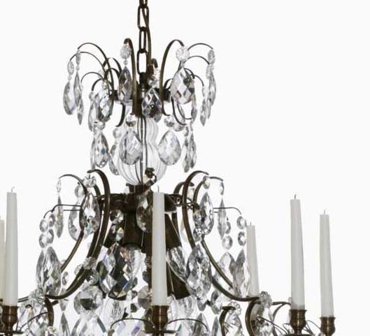 Baroque Chandelier - Dark Brass 8 Arm Baroque Style Chandelier With Almond Crystals