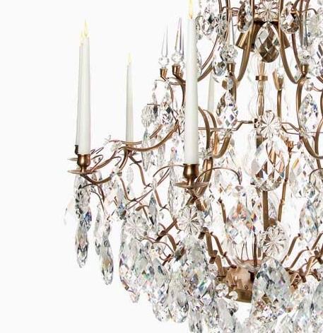 Baroque Chandelier - Light Brass 10 Arm Baroque Style Chandelier With Almond Crystals