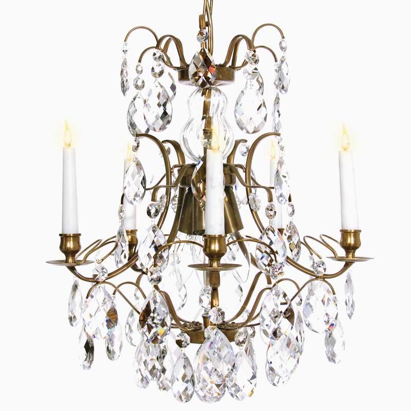 Baroque Chandelier - Light Brass 5 Arm Baroque Style Chandelier With Clear Crystals