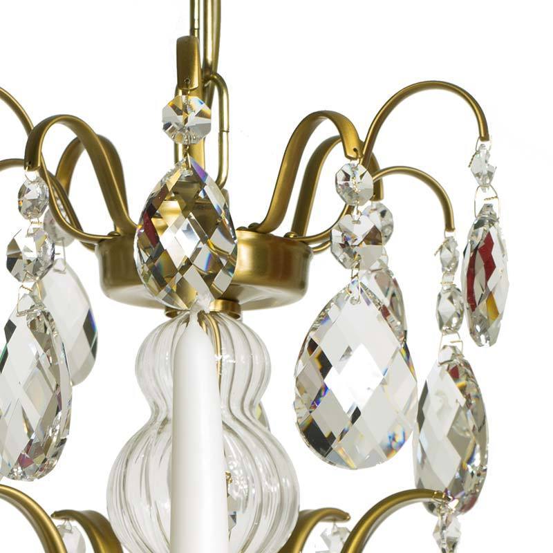 Baroque Chandelier - Light Brass 5 Arm Baroque Style Chandelier crystal detail