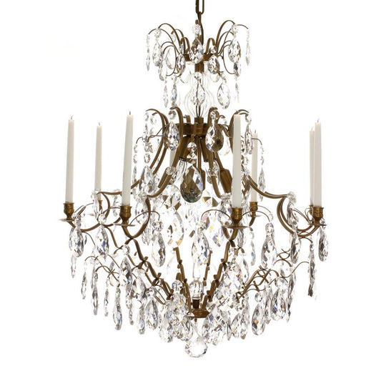 Baroque Chandelier - Light Brass 8 Arm Baroque Style Chandelier With Almond Crystals